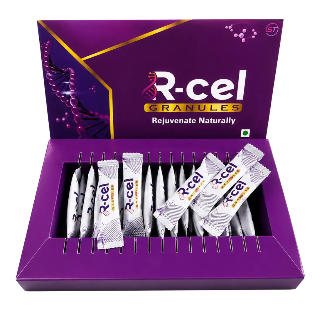 R-cel Granules health supliment for body detox, oxidative stress reduction, anioxidants, anxity, sleep, cellular recovery, energy, and wholesome wellness from Within